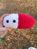 red and white chill pill plushy with eyes