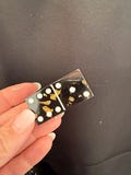 Dominoes set of 28, gift, games, black, gold flakes