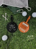 Personalised Initial Golf Tee Holder Faux leather Men Golf Accessory Fathers day Gift Golf Gift Groomsman Gift Name