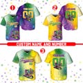 Personalized Mardi Gras Baseball Jersey, Custom Name And Number Baseball Jersey, Mardi Gras Carnival Jersey, Gift For Family Matching