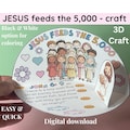 Jesus 3D Coloring DIY Craft Printable For Christian Girl Homeschool Bible Verse Lesson Activity For Kids Sunday School Worksheet Feeds 5,000