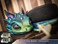 Sleeping Baby Dragon | Echo Dot Mount | 3D Printed Wearable Mask / Halloween Prop / Display / Christmas Gift
