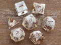 Sacred Flame White Gold Transparent Handmade Resin Sharp-Edge Dice Set DnD