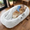 Human Dog Bed, Washable Faux Fur Dog Bed for People Doze Off, Napping Orthopedic Dog Bed, 71''x45''x14'' Size Fits You and Pets