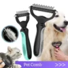 Cat Hair Removal Comb Dog Hair Removal Brush Stainless Steel Double Sided Pet Grooming Brush Removing Tangles Cat Accessories